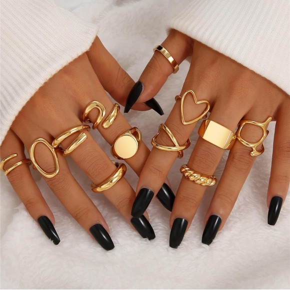 12Pcs Gold Stackable Rings Set, 18K Gold Plated Open Stacking Knuckle Ri… - Picture 8 of 8